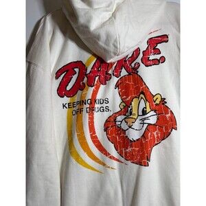 NWT D.A.R.E.  Lion Mascot Graphic Hoodie Cream XL